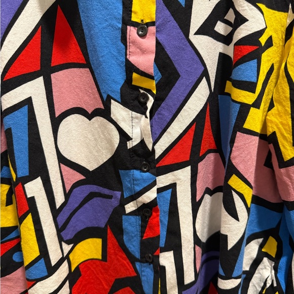 BIG DART Colorful Geometric Print Women's Top blouse - Picture 4 of 12